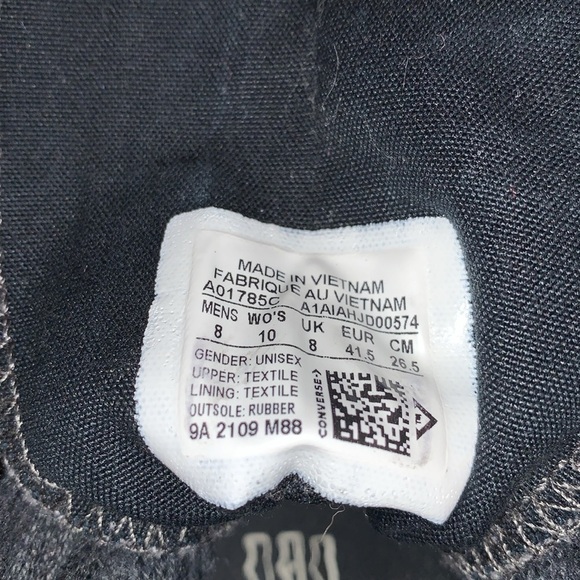 Converse Chuck Taylor 70 All Star High Top Black. Size: Men’s 8/Women’s 10. - Picture 9 of 11